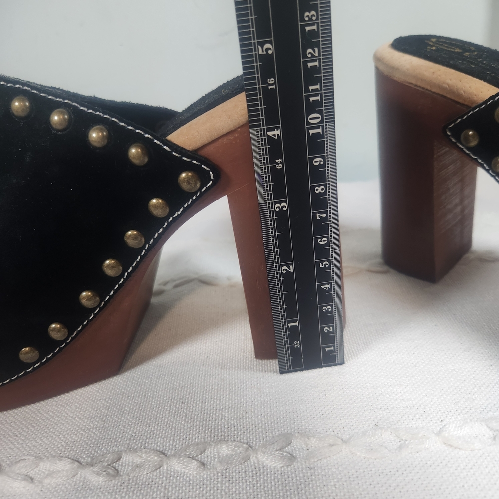 Stuart Weitzman Black Mules with Gold Studs - Picture 5 of 9